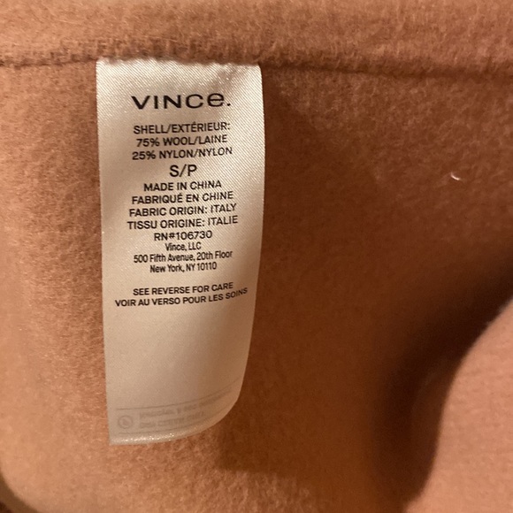 NWOT. VINCE Wool Blend Coat. Dusty Pink Size Small - Picture 5 of 5